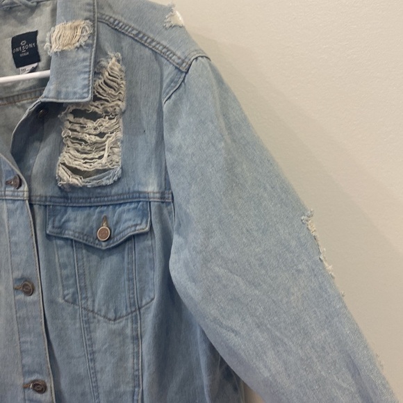 ONE5ONE Distressed / Ripped Denim Jacket 100% Cotton - Picture 5 of 14